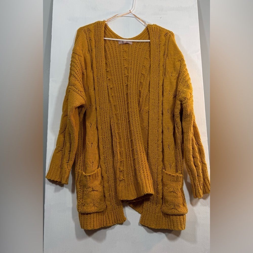 Love Tree Mustard Cable Knit Cardigan